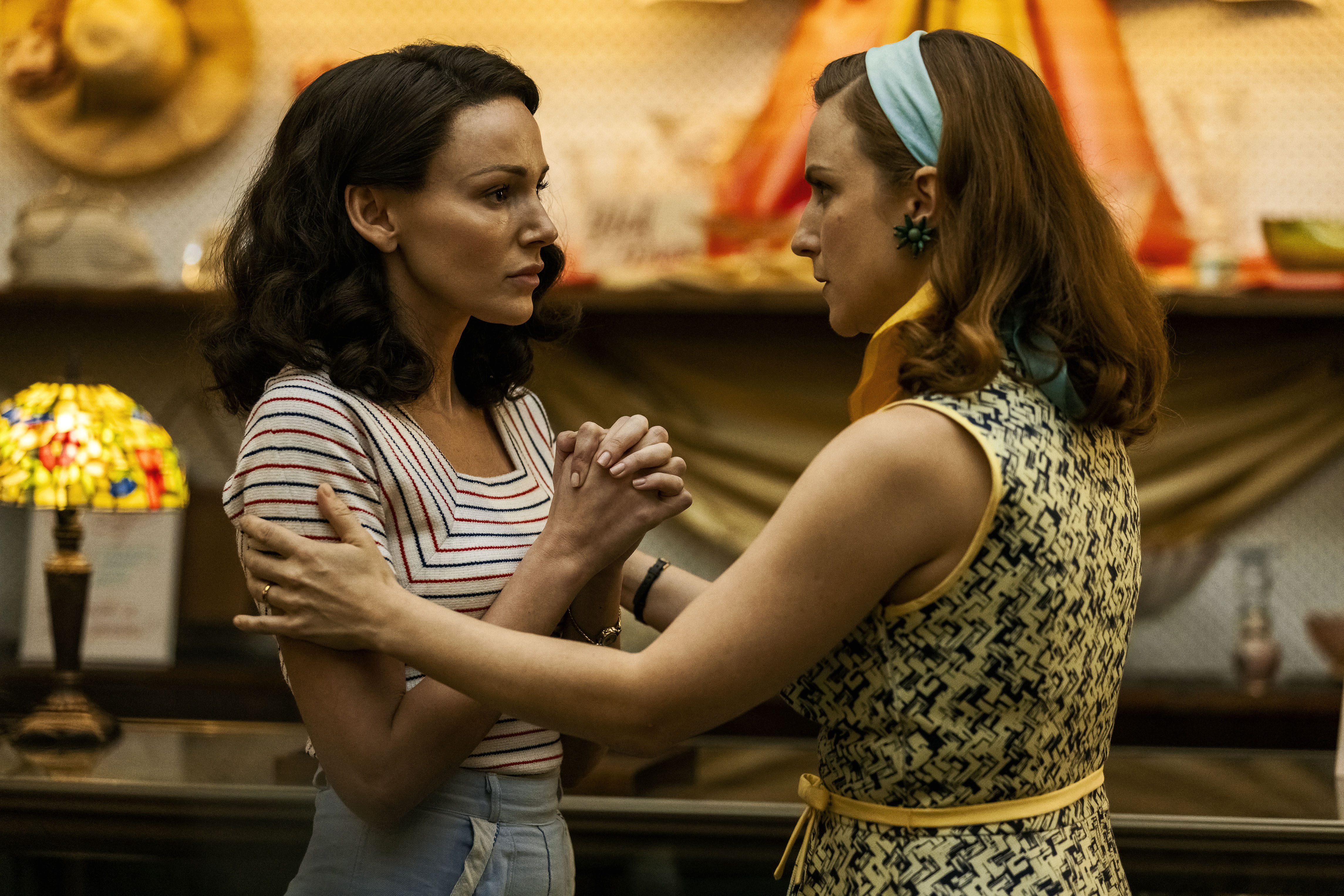 Scene from Ten Pound Poms Series 2 showing Kate and Annie embracing.